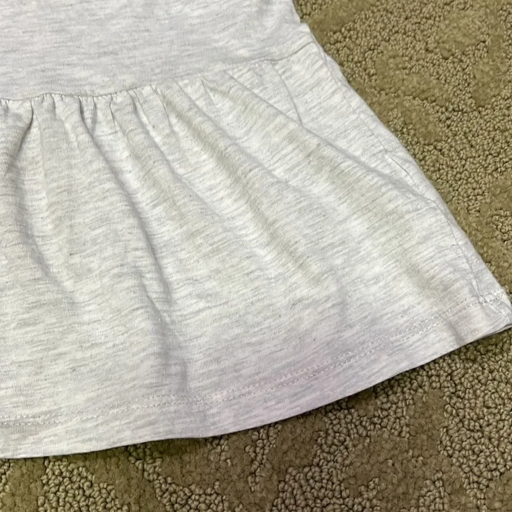 H&M Girl’s 3T Grey Heathered Cotton T-shirt Dress with Ling Sleeves & Ruffles